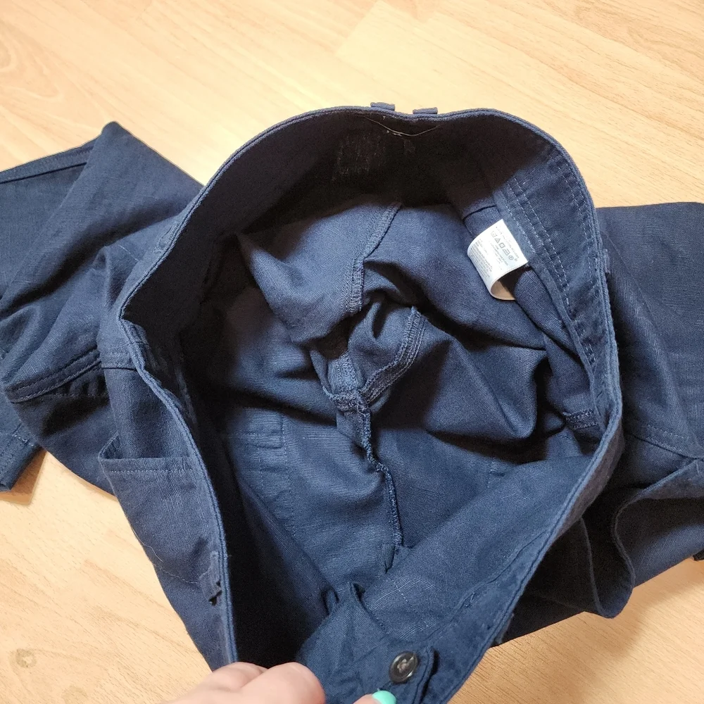 Banana Republic Linen Cotton Mya‎ Cargo Utility Pants Navy Blue Size 12